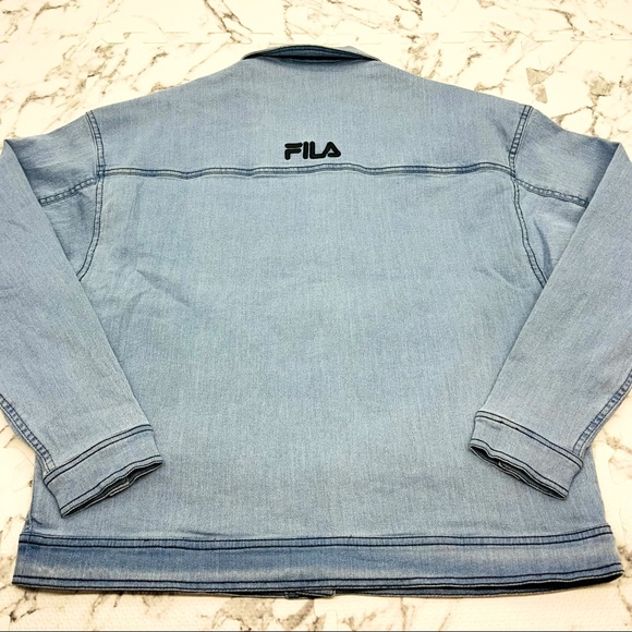 Men's Fila Sandblast Button Down Denim Jacket - Picture 3 of 3